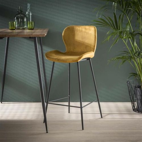 Hoyz Hoyz barstoel velvet set van 4 - 4 stuks geel