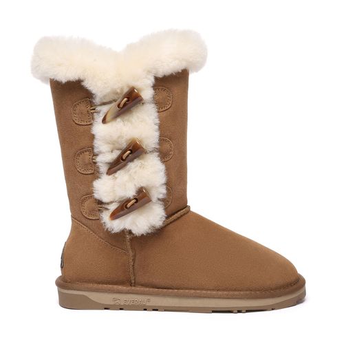 EVER AU Damenstiefel mit Hornknöpfen - Ashy