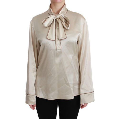 Dolce & Gabbana Beige Mouw Top Koningin Zijde Satijnen Blouse