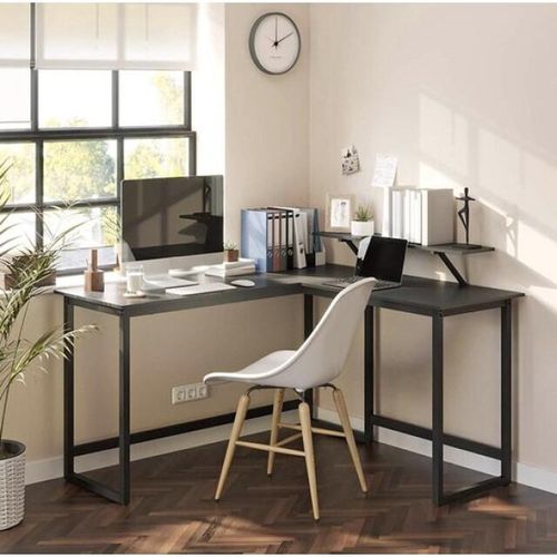 MAZAZU Hoekbureau industrieel – met monitorstandaard – 140 × 130 × 76 cm