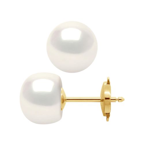Oorbellen Gekweekte parels Zoetwater 9-10 mm System Security Natural White Yellow Gold