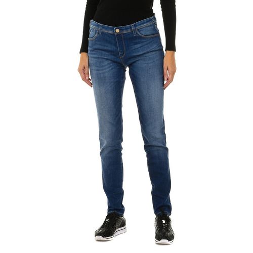 Lange Denim-Hose aus Stretch-Stoff mit Abnutzungseffekt für Damen 3Y5J28-5D0ZZ