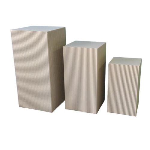 House Vitamin Set of 3 square sand mdf side tables / display pedestals – 50, 65 & 80 cm