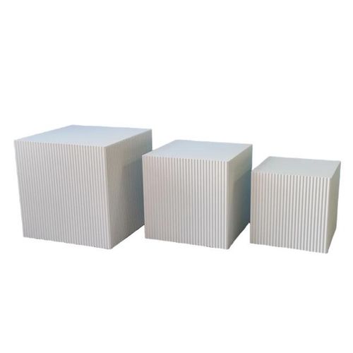 House Vitamin Set of 3 square white mdf side tables / display pedestals – 29, 34 & 40 cm