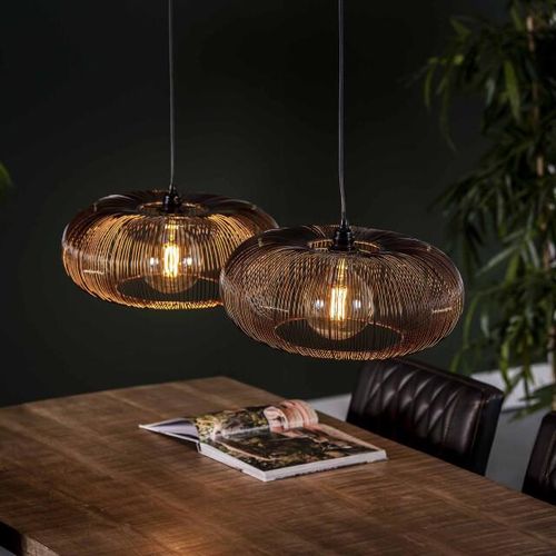 Hoyz Hoyz hanglamp met 2 lampen koper kleurig 150cm disk vorm Ø43
