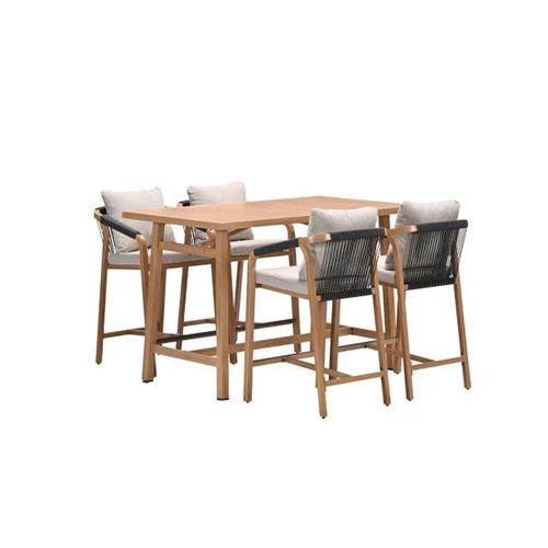 Garden Impressions Monti barset 5-dlg.- light teaklook rope lava zwart gobi sand