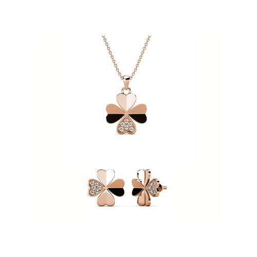 Kleeblatt-Set und Box - Rose Gold und Kristall