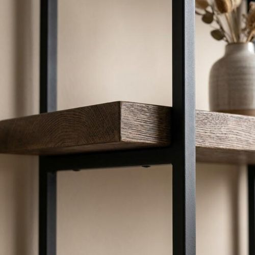 MAZAZU Open boekenkast industrieel – hout & metaal – 4 planken – 74 × 29,6 × 154,5 cm