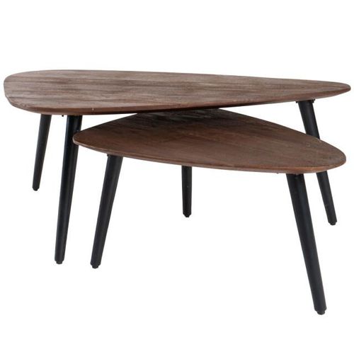 Home67 Salontafel jamal espresso mangohout set van 2