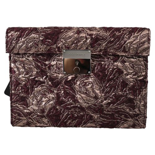 Dolce & Gabbana Bordeaux Jacquard Leren Documenten Aktetas voor Heren