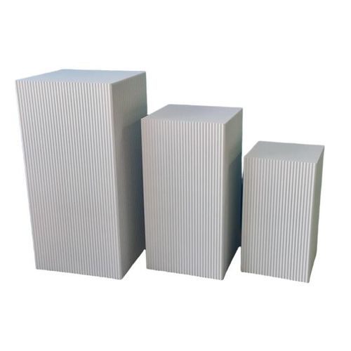 House Vitamin Set of 3 square white mdf side tables / display pedestals – 50, 65 & 80 cm