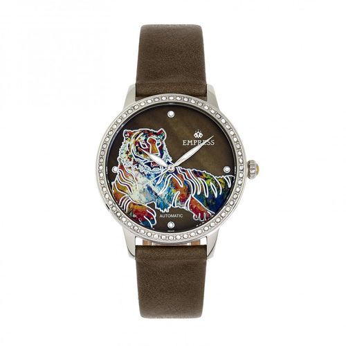 Empress Diana Automatikuhr mit graviertem MOP-Lederarmband