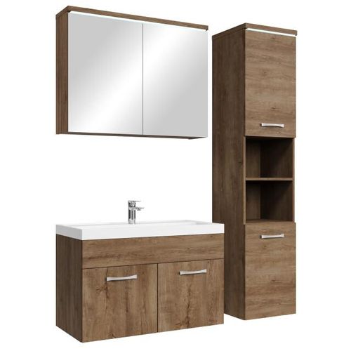 Badplaats Badkamermeubel set paso 80 x 40 cm bruin badmeubel met