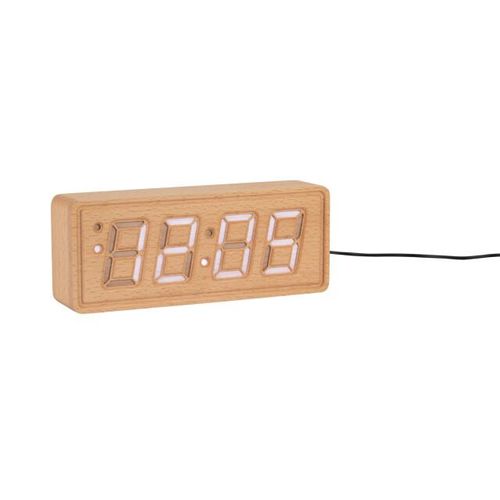 Karlsson wekker solid engraved licht hout