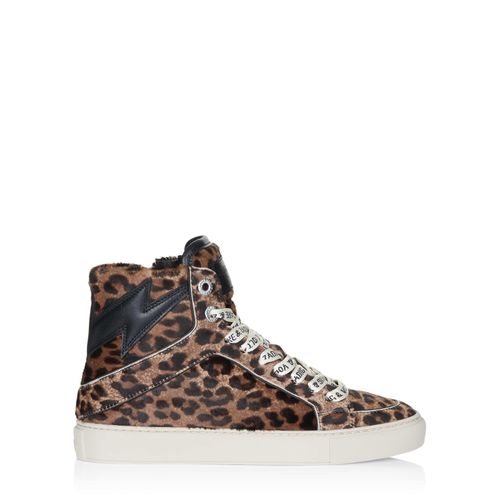 Zadig Voltaire High Flash Printed Cowskin Wit schoenen bruin