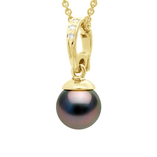 Kettinghanger Openbaar Geel Goud met Echte Cultuur Tahiti Parel Rond 10-11 mm