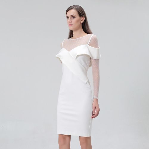 Bardot halslijn bodycon jurk in jersey en tule