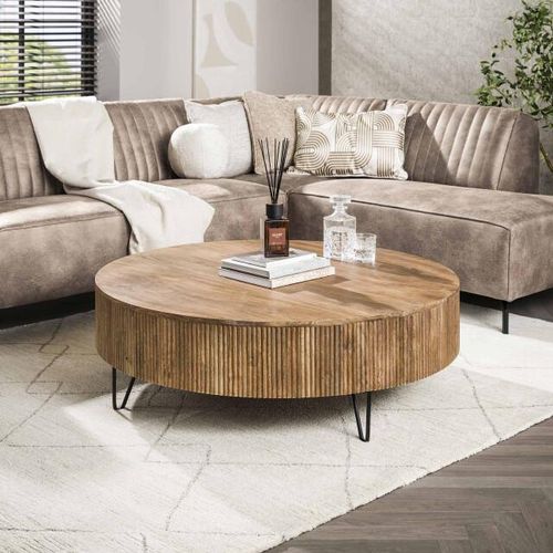 Hoyz salontafel wave Ø120 cm massief mango zand