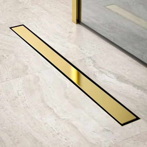 Mirlux Douchegoot 80cm goud tegelrooster rvs met flens