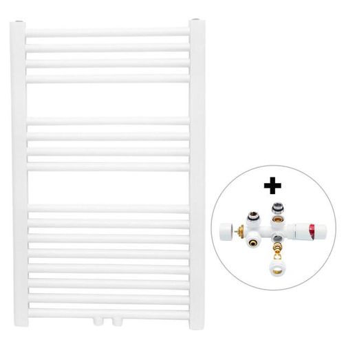 Vtw Living handdoekradiator badkamer met aansluit set en thermostaat 800