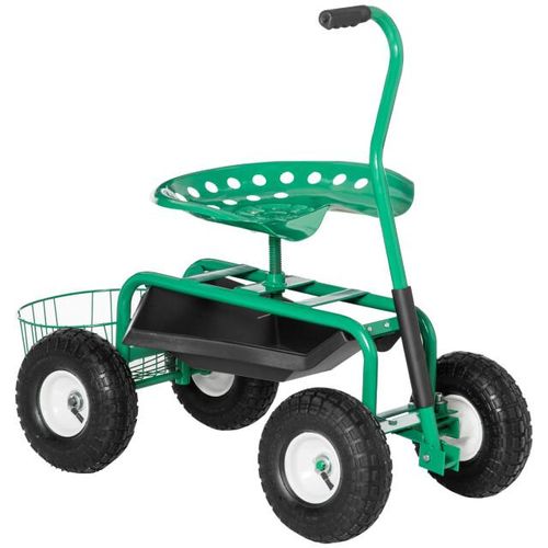 4goodz Tuinwagen met zitting, opbergmand voor tuingereedschap, verstelbare