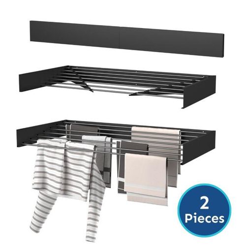 Wasophoogte ® wanddroogrek walldry 120 cm zwart 2 stuks