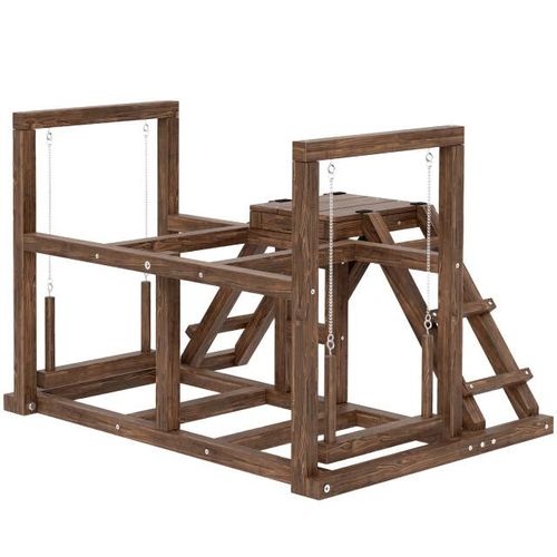 4goodz Houten kippenrek met zitstokken en kippenschommel voor 2-3 kippen bruin