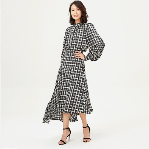 Bluse mit Hahnentrittmuster