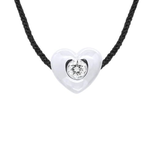 Diamond Necklace COEUR 0.050 CTS Nylon Black 925
