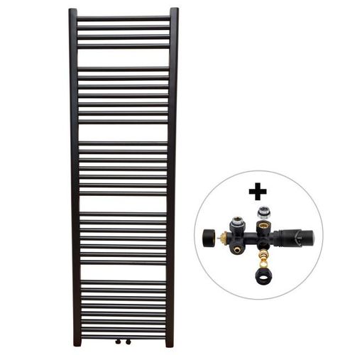 Vtw Living handdoekradiator badkamer met aansluit set en thermostaat 1600