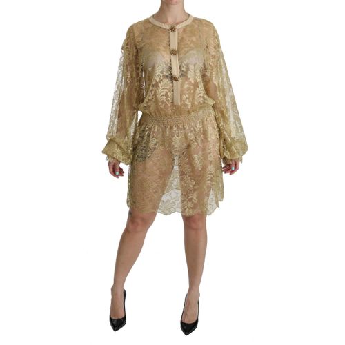 Dolce & Gabbana Gouden Kanten Doorkijkjurk Knielange Jurk voor Vrouwen