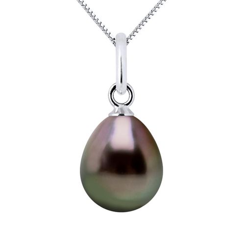 Hangers TAHITI Black Pear 89mm Wit Goud 18 Karaat Wordt geleverd met ketting