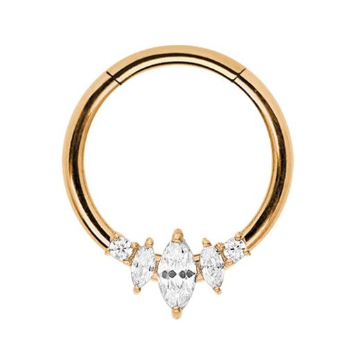 Dehnschnecke ADELIA´S "Piercing Ohrpiercing", Damen, Gr. 8, rosa (rosegold), Chirurgiestahl, Piercings, Mit fünf ovalen gefassten Steinen