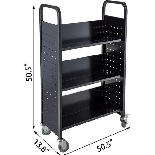 Buchregal - 128,2x35x128,2cm - Bücherwagen - Holz