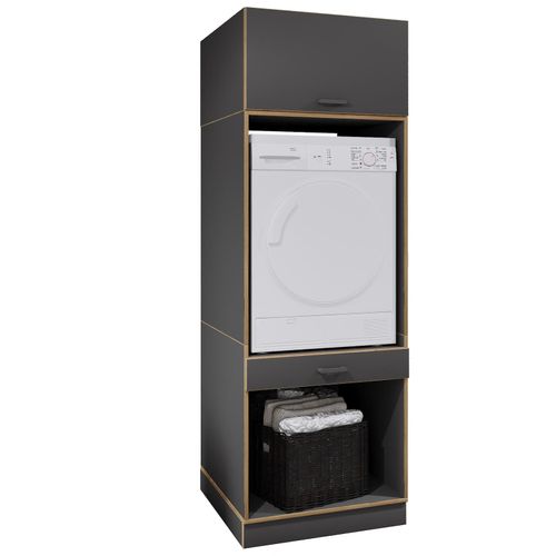 VCM Waschmaschinenschrank mit Unterschrank, Waschmaschinenumbau mit Stauraum hinter einer Klappe und einer Schublade, Maße: Überbauschrank H. 200 x B. 67 x T. 68 cm, Rislo OP XXL