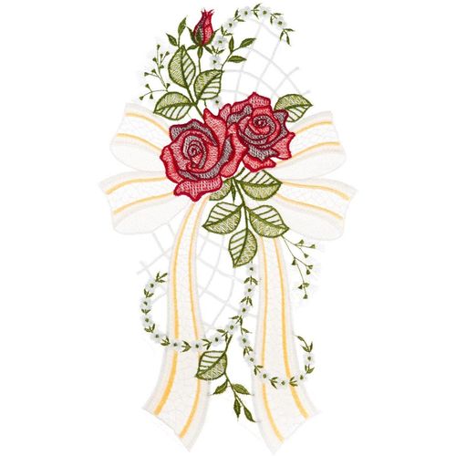 Fensterbild "Fensterbild "Rose" farbig", bunt, B:21cm H:36cm, Polyester, W. REUTER & SOHN - PLAUENER SPITZE, Fensterbilder