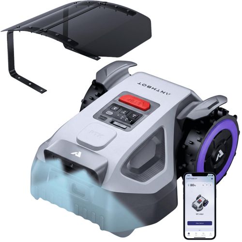 ANTHBOT M5 Mähroboter ohne Begrenzungskabel inkl. Premium-Garage, RTK-Navigation, KI-Kamera, bis 500 m², 3 Monate NRTK gratis