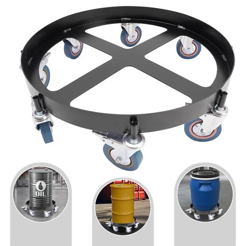Fassroller - Ölfass-Dolly - Q235 Stahl - 907 kg Tragkraft - Für 208 L Fässer - Mit Rollen - Schwarz