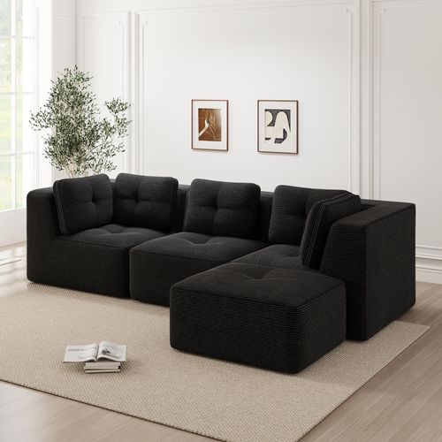 Rahmenloses L-förmiges Ecksofa, moderne Eckcouch für Wohnzimmer, flexibel einsetzbar, ohne Aufbau