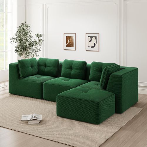 Rahmenloses L-förmiges Ecksofa, moderne Eckcouch für Wohnzimmer, flexibel einsetzbar, ohne Aufbau
