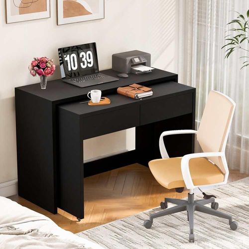 Faltbarer Regalschreibtisch mit Kommode 2-in-1 ausziehbar 1,8cm Holz Rollen flexibel
