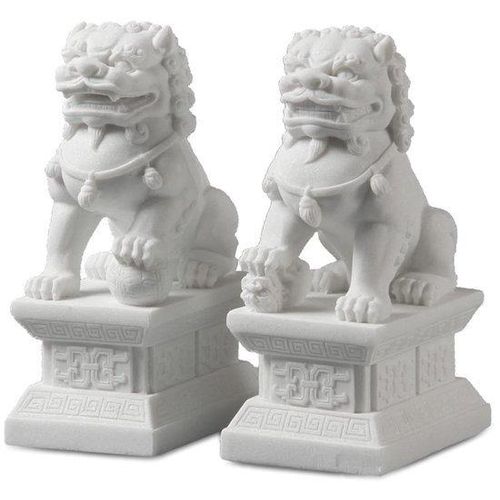 Feng Shui-Statuen - Paar - Weißer Marmor - 18 cm