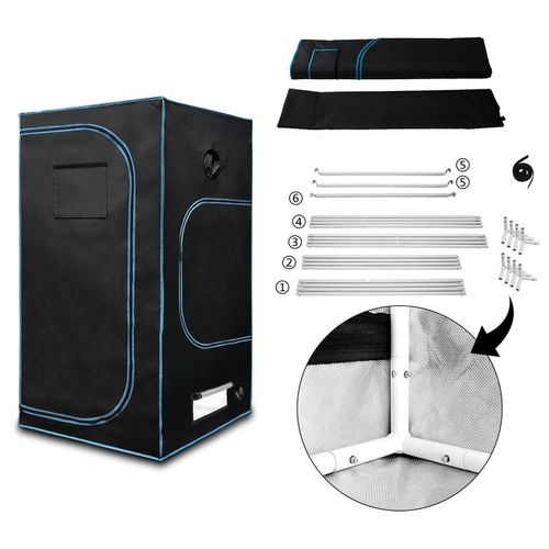 Growbox - Pflanzzelt - 100×100×200 cm - Oxford-Gewebe - Sichtfenster - Erhöhter Bodenrahmen - Werkzeugset - Weiß