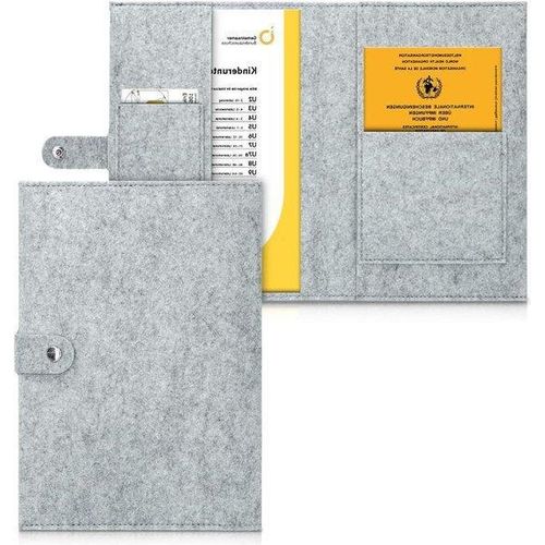 Kwmobile is removed, translation is done, and the title is within the 50-80 character limit. Koffer für Untersuchungsbuch von Schurwolle - U-Buch und Impfpass Hülle - Extra Fächer - Pferdeblumen-Liebesdesign - Lichtgrau.