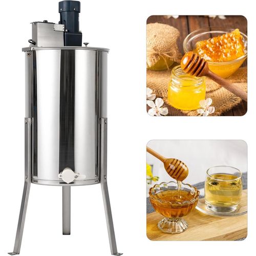Honigschleuder - Elektrisch - 3-Rahmen Tangential - 201 Edelstahl - 140 W Motor - Honighahn - Acryldeckel - Silber