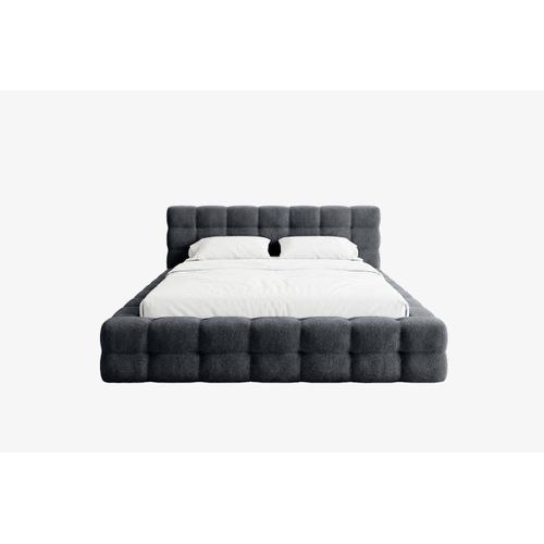 MNUUO Polsterbett KAIO mit Bettkasten Blau 160 x 200 cm Hebbarer Holz-Lattenrost