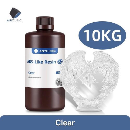 Fotopolymerharz für 3D-Drucker - ABS-ähnliches Resin 2.0 - Schnelle Aushärtung - Hohe Zähigkeit - Hohe Präzision - LCD kompatibel - 10 kg - Transparent