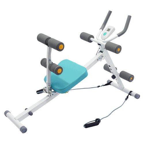 Bauchtrainer - Sit-up/Abdominal-Maschine - LCD-Monitor - Für Zuhause & Core-Training - Max. Belastung 120 kg - Cardio-Training - Weiß