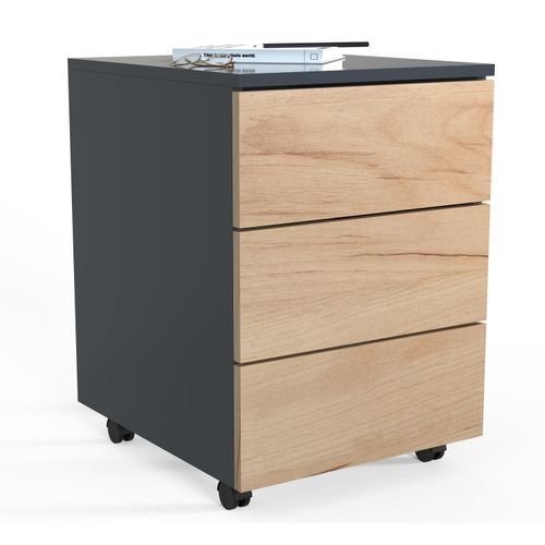 Container VCM "Rollcontainer Beistellcontainer Dalosa 70 cm", braun (anthrazit, honig, eiche), B:39cm T:70cm, Obermaterial: 100% Holz Wood., Rollwagen, Rollcontainer