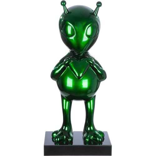 Skulptur GILDE "Skulptur Alien auf Base", grün, B:30cm, Kunstharz, Dekofiguren